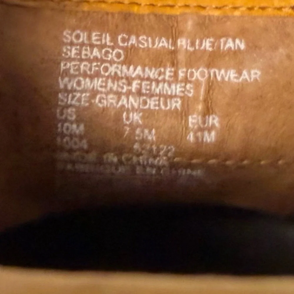 Sebago Dockside Boat Shoes Womens 10 Navy Tan Leather Preppy Nautical Old Money